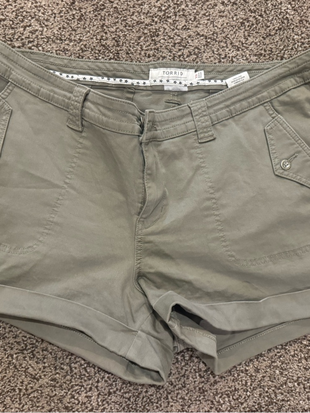 torrid olive utility cuffed shorts